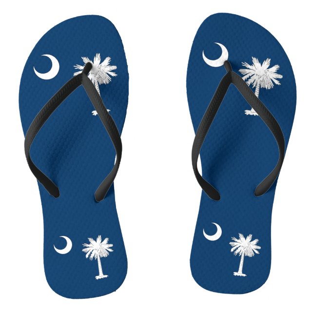 Adult Slim Straps with Flag of South Carolina, USA Thongs (Footbed)