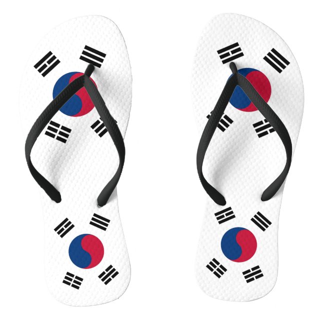 Adult Slim Straps with Flag of South Korea Thongs (Footbed)