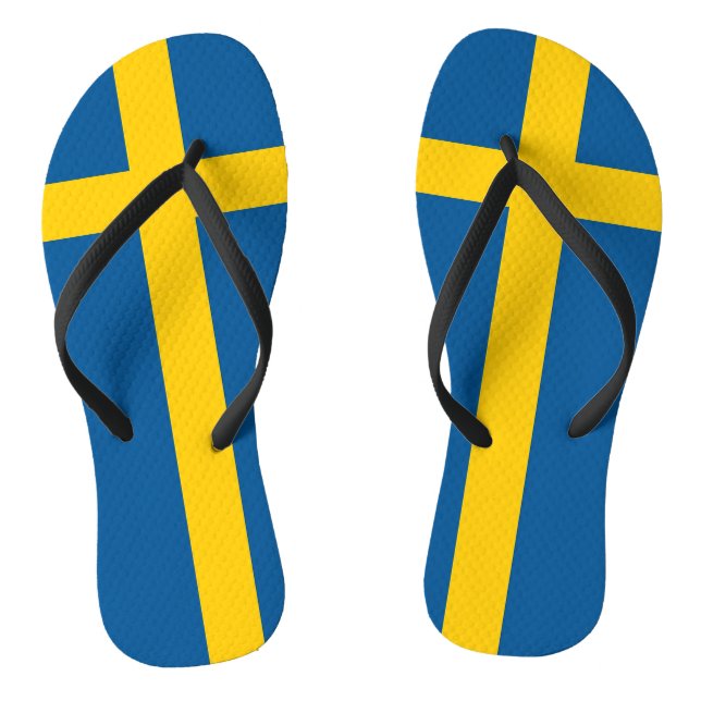 Adult Slim Straps with Flag of Sweden Thongs (Footbed)