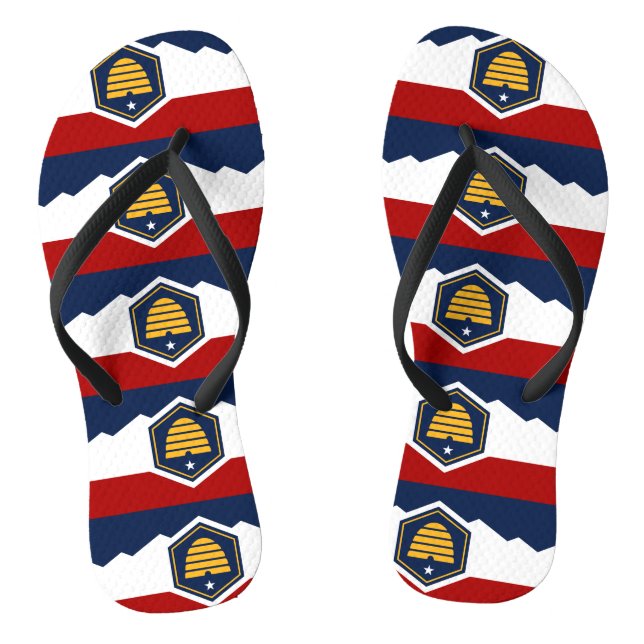 Adult Slim Straps with Flag of Utah, USA Thongs (Footbed)