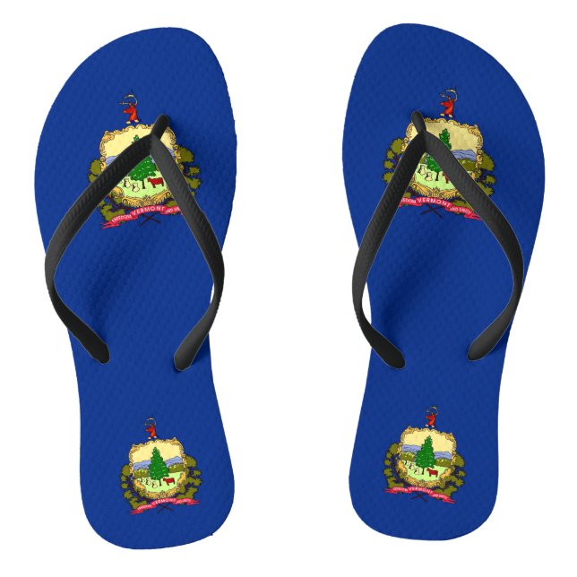 Adult Slim Straps with Flag of Vermont, USA Thongs (Footbed)