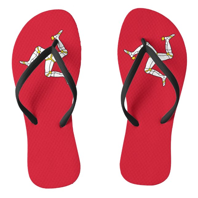 Adult Slim Straps with Isle of Man Flag, UK Thongs (Footbed)