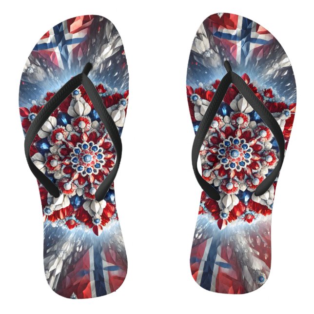 Adult Slim Straps with Norway Colours Thongs (Footbed)