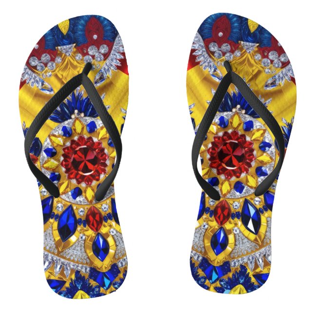 Adult Slim Straps with Romanian Colours Thongs (Footbed)