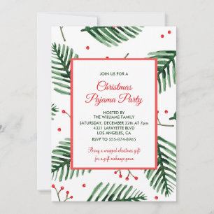 Adult slumber party invitation Elegant Evergreen