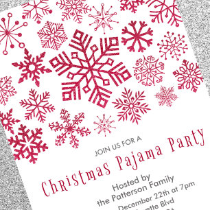 Adult Slumber party invitation Glitter Snowflake