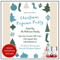 Adult slumber party invitation green blue