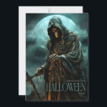 Adult Spooky Scary Grim Reaper Halloween Party Invitation<br><div class="desc">Invite guests to a wickedly fun Halloween with our sinister witch-themed invitation! Featuring a chilling design of an evil witch against a haunting backdrop, this invitation sets the perfect tone for your spooky celebration. Customise the details to personalise your event and ensure an unforgettable gathering. Ideal for Halloween parties, haunted...</div>