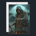 Adult Spooky Scary Grim Reaper Halloween Party Invitation<br><div class="desc">Invite guests to a wickedly fun Halloween with our sinister witch-themed invitation! Featuring a chilling design of an evil witch against a haunting backdrop, this invitation sets the perfect tone for your spooky celebration. Customise the details to personalise your event and ensure an unforgettable gathering. Ideal for Halloween parties, haunted...</div>