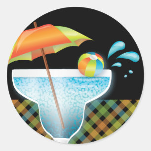Adult Style Pool Party Summer Cocktail Sticker