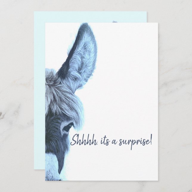 Adult Surprise Birthday Fun Blue Modern Invitation (Front/Back)