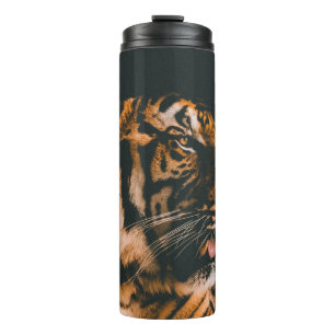 ADULT TIGER PRONE LYING INSIDE DIM LIGHTED ROOM THERMAL TUMBLER