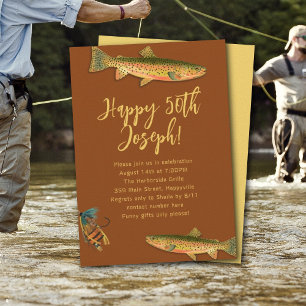 Adult Trout Fishing Themed Party Invitations
