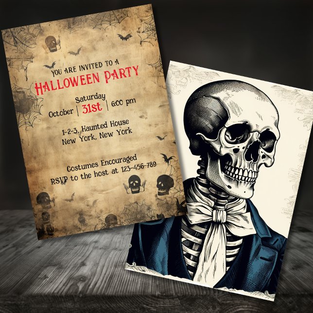 Adult Vintage Halloween Costume Party  Invitation (Adult Vintage Halloween Party Invitation)