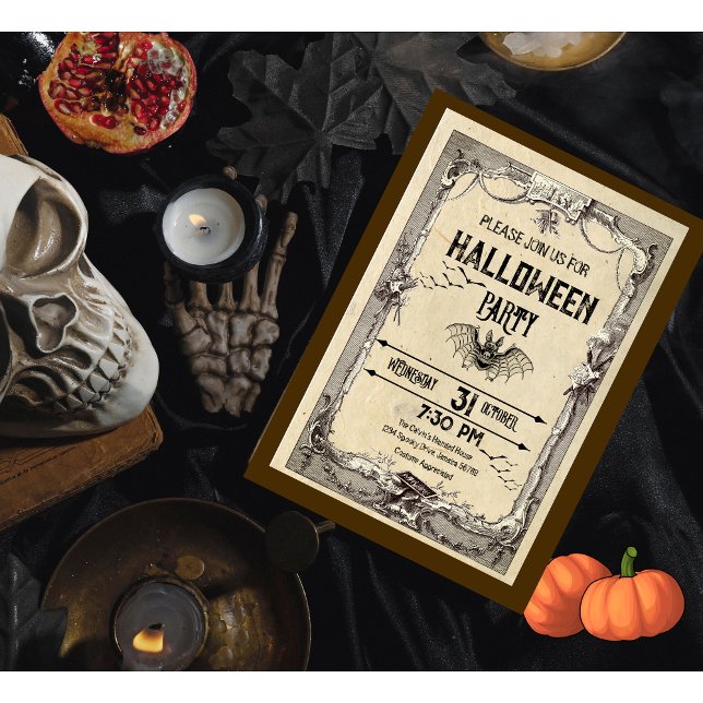 Adult Vintage Vampire Bat Halloween Invitation (Creator Uploaded)