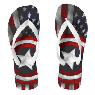 Adult, Wide Strap Flip Flops/American Flag Thongs