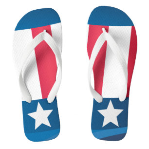 Adult, Wide Strap Flip Flops/American Flag Thongs