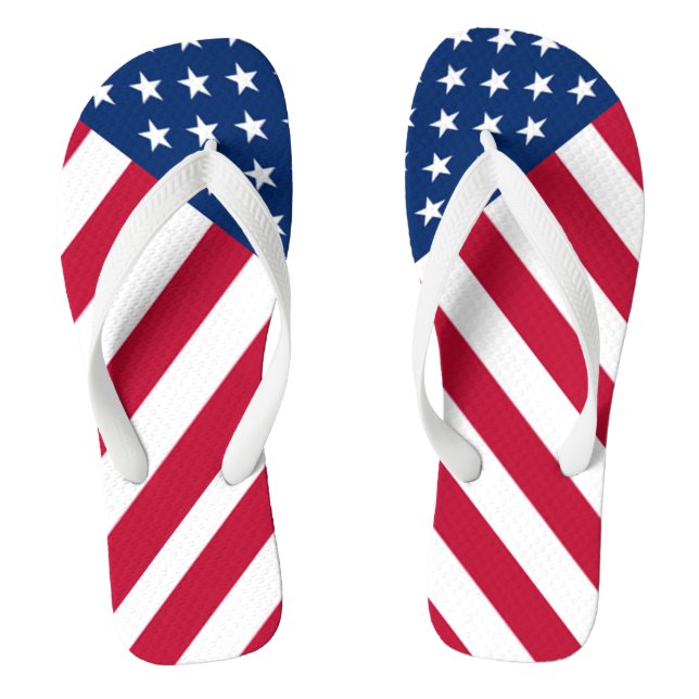 Adult, Wide Strap Flip Flops/American Flag Thongs (Footbed)