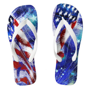 Adult, Wide Strap Flip Flops/American Flag Thongs