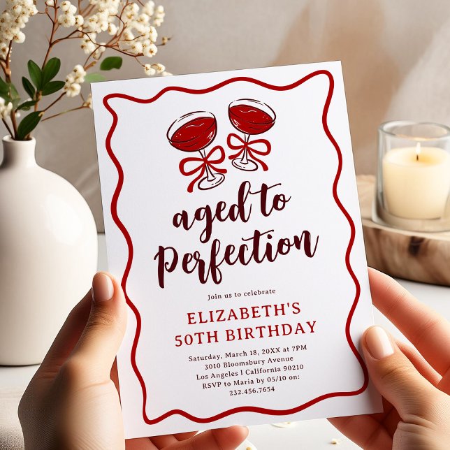 Adult Wine Aged to Perfection Birthday Party Invitation (Creator Uploaded)