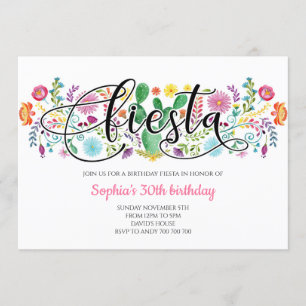 Adult Women Fiesta Party Cactus Mexican Birthday Invitation