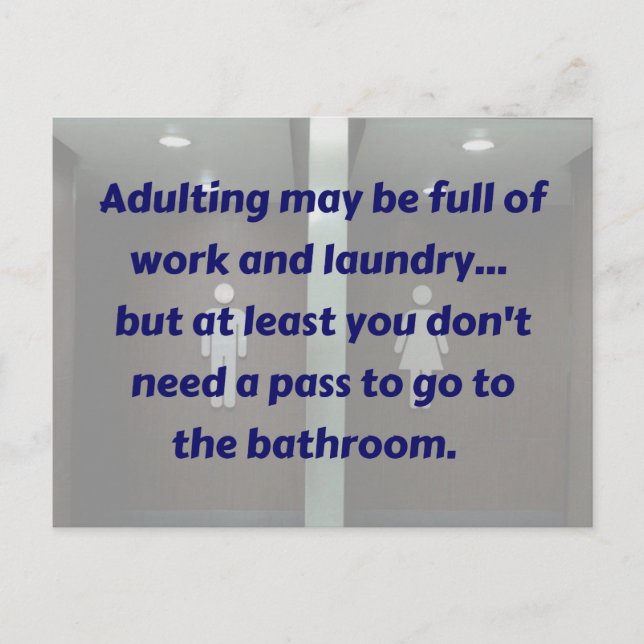 ADULTING: Bathroom Pass postcard (Front)