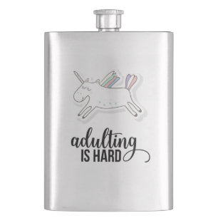 Adulting is Hard Funny Hip Flask