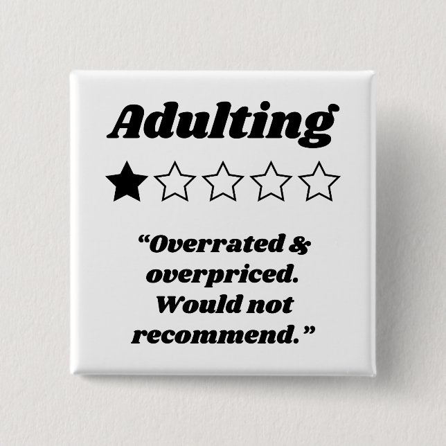 Adulting One Star Review 15 Cm Square Badge (Front)
