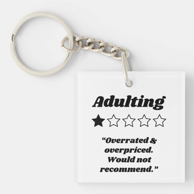 Adulting One Star Review Key Ring (Front)