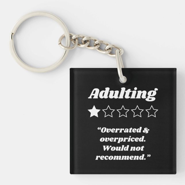 Adulting One Star Review Key Ring (Front)