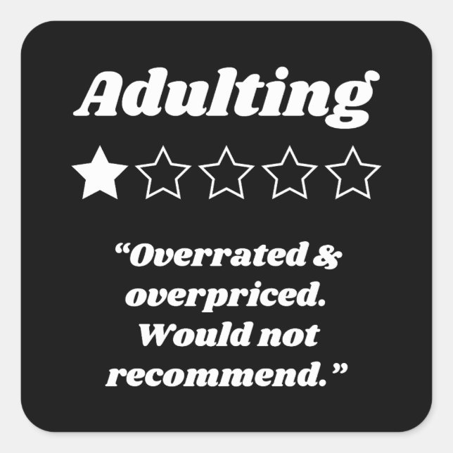 Adulting One Star Review Square Sticker (Front)
