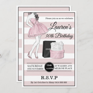 Adults 30th 40th 50th champagne Birthday party Invitation