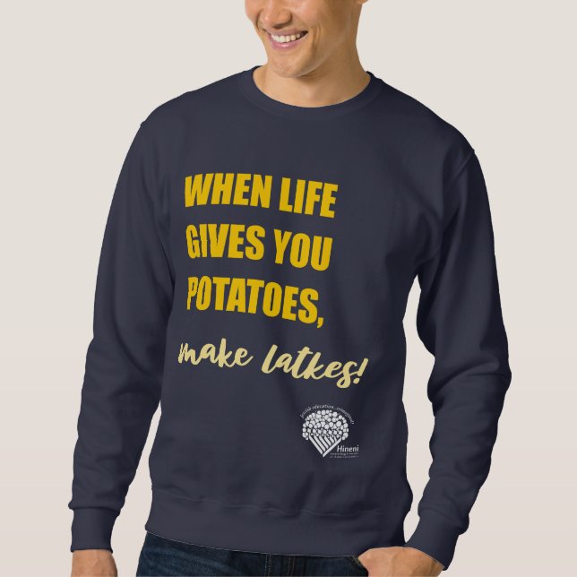 Adults' Hanukkah Sweatshirt - "Make latkes" (Front)