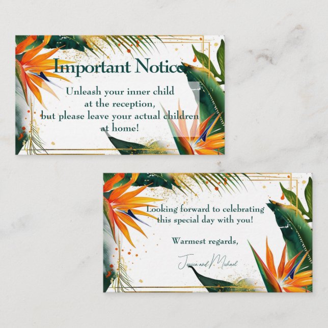 Adults only! Birds of Paradise Bliss  Enclosure Card (Front/Back)