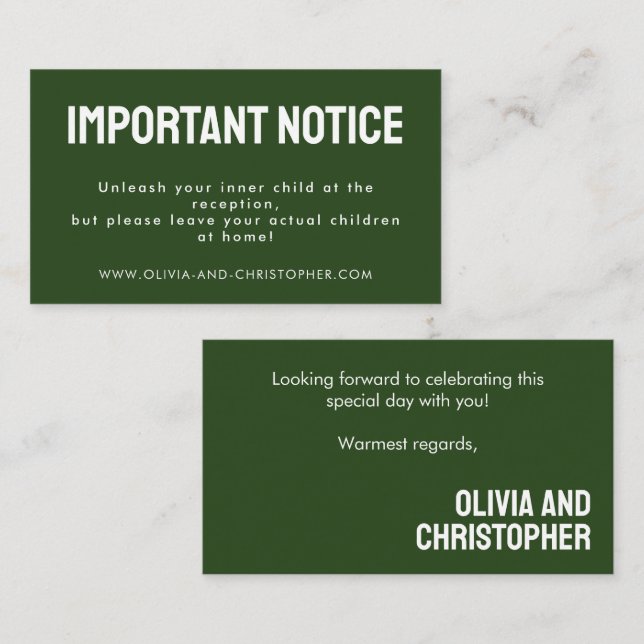 Adults Only! Minimalist Bold Rustic Harmony Enclosure Card (Front/Back)