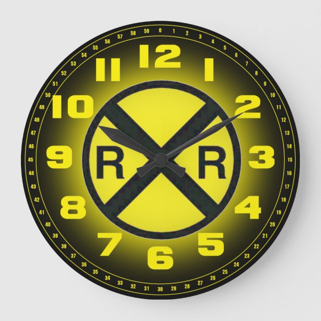 Advance Warning Sign Railroad Crossings Wall Clock (Front)