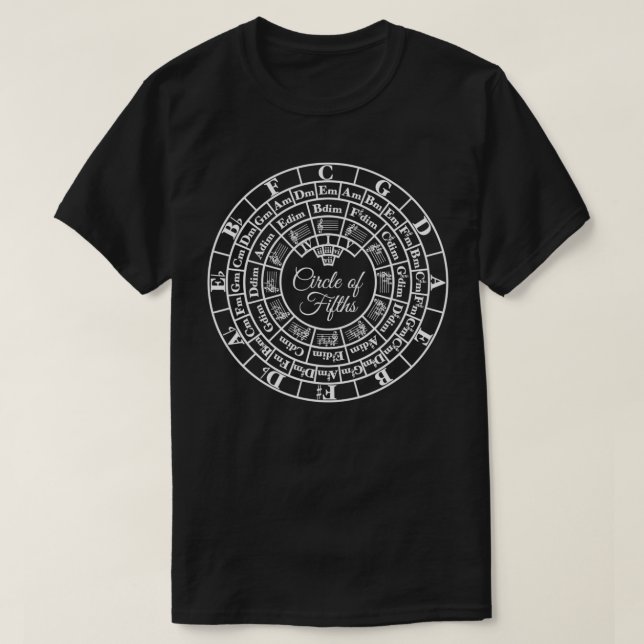 Advanced Music Key Signature Circle Of Fifths Comp T-Shirt (Design Front)