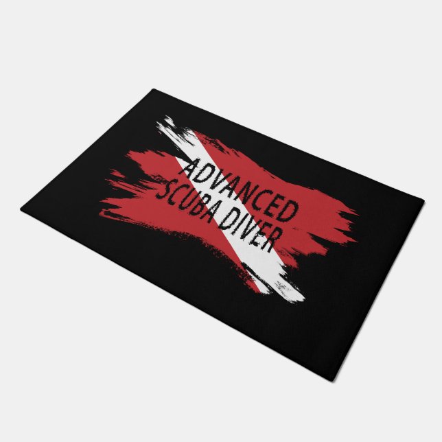 Advanced Scuba Diver, Diver Down Flag, Scuba flag Doormat (Angled)