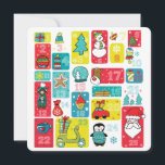 Advent Calendar Christmas Cartoon Holiday Card<br><div class="desc">Adorable Christmas illustration hand painted by Sanja Vrekic. Christmas Advent Idea is unique and simple yet colorful and cute. Matching products can be found in Advent Calendar.</div>