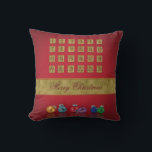 Advent Calendar Christmas Ornaments Cushion<br><div class="desc">Merry Christmas illustration featuring an advent calendar and colourful Christmas baubles on a red background.</div>