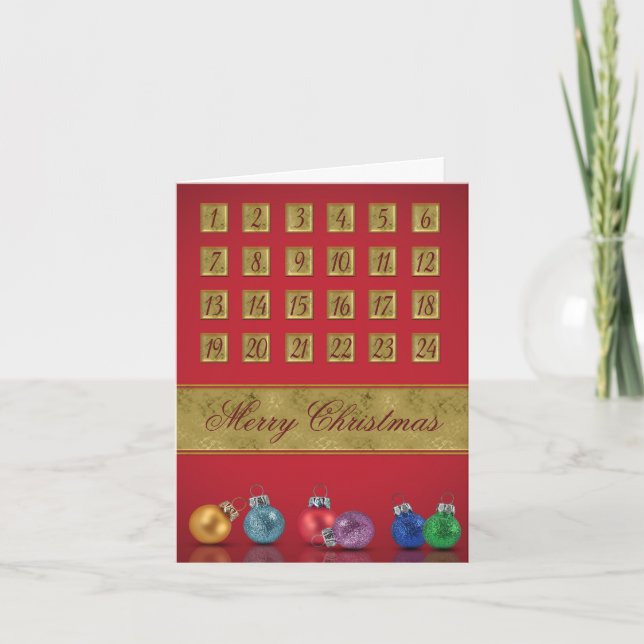 Advent Calendar Christmas Ornaments Holiday Card (Front)
