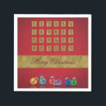 Advent Calendar Christmas Ornaments Napkin<br><div class="desc">Merry Christmas illustration featuring an advent calendar and colourful Christmas baubles on a red background.</div>