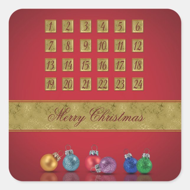 Advent Calendar Christmas Ornaments Square Sticker (Front)