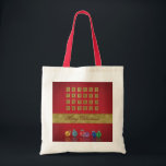 Advent Calendar Christmas Ornaments Tote Bag<br><div class="desc">Merry Christmas illustration featuring an advent calendar and colourful Christmas baubles on a red background.</div>