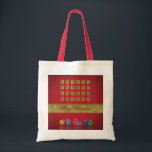 Advent Calendar Christmas Ornaments Tote Bag<br><div class="desc">Merry Christmas illustration featuring an advent calendar and colourful Christmas baubles on a red background.</div>