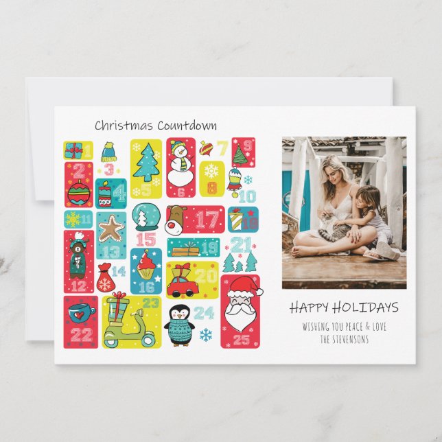 Advent Calendar Christmas Photo Holiday Card (Front)