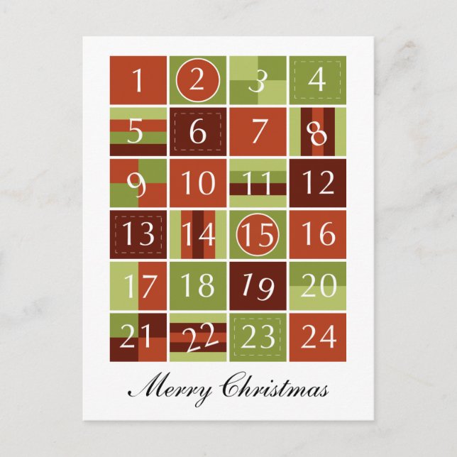 Advent Calendar Holiday Postcard (Front)