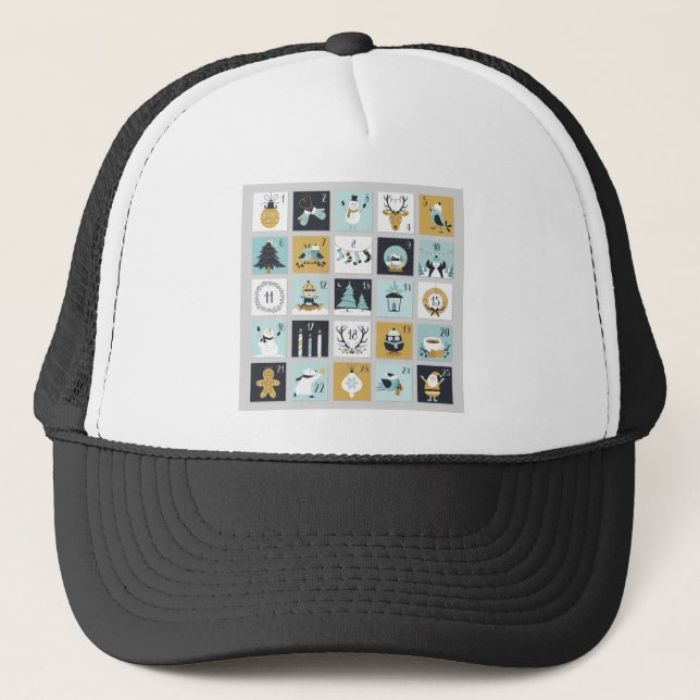 Advent Calendar Printable Calendar Trucker Hat (Front)