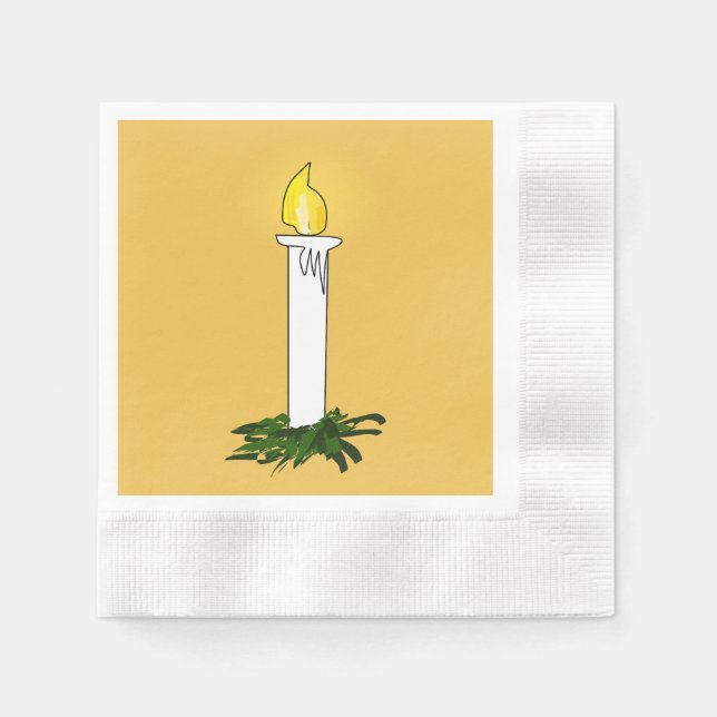 Advent Candle Dark Yellow Coined Cocktail Paper Napkin (Front)