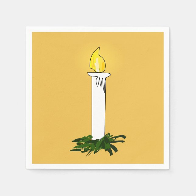 Advent Candle Dark Yellow Standard Cocktail Napkin (Front)